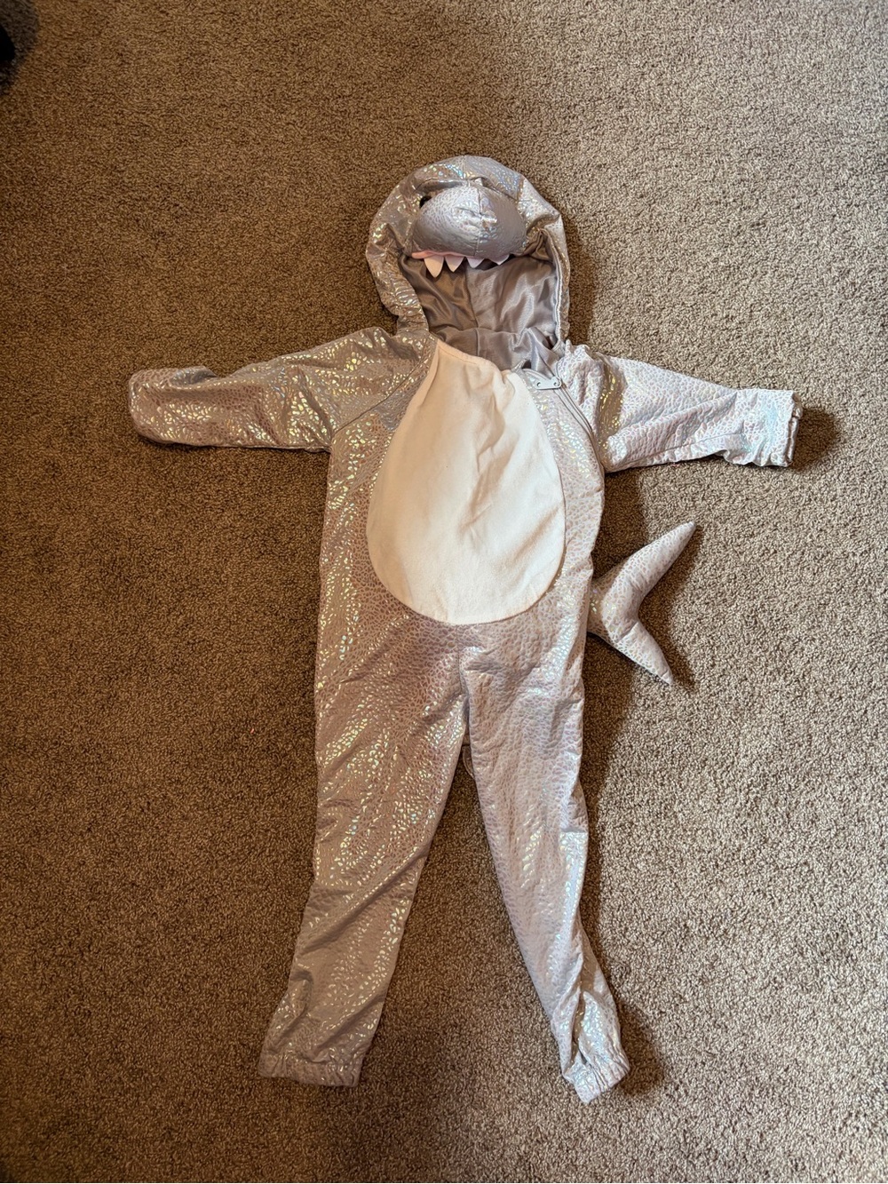 Cat & Jack Sparkle Silver Shark Costume with Hood and Tail